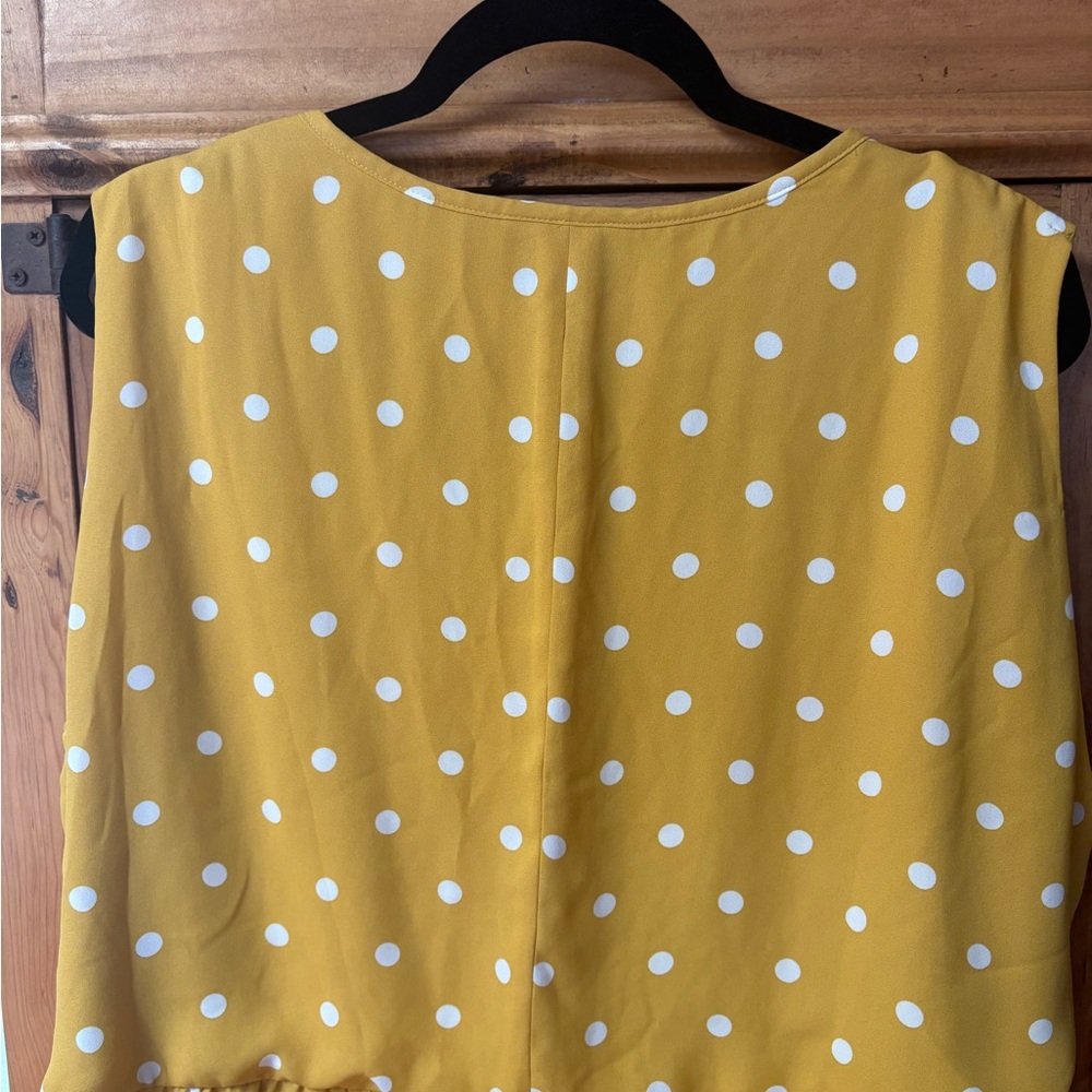 Lane Bryant Mustard Yellow Top with White Polka Dots Women's Size 26 Babydoll - Picture 8 of 9